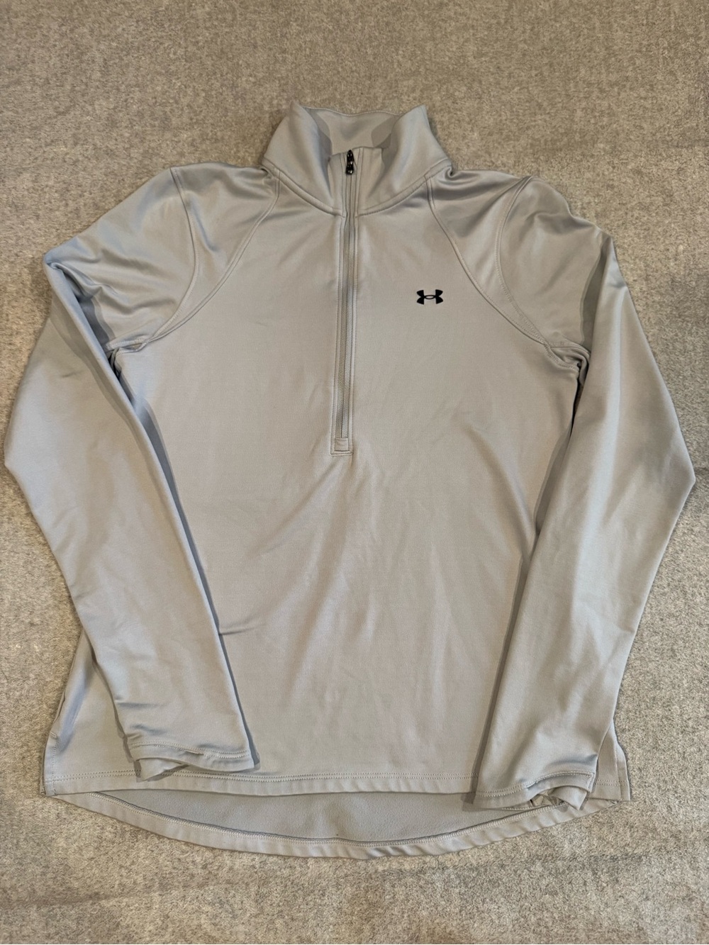 Under Armour Light Gray 1/4 Zip Pullover 3/4 fleece-cold gear
